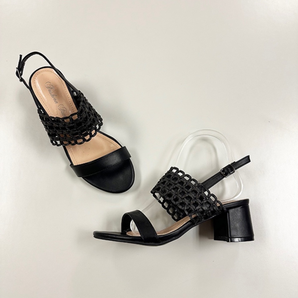 Short Heel Sandals from Fashion Focus - Oceria-3 Black
